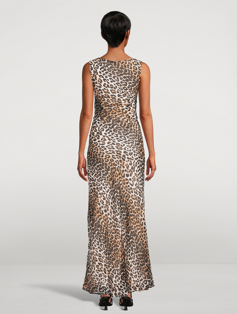 GANNI Chiffon Maxi Dress In Leopard Print | Holt Renfrew