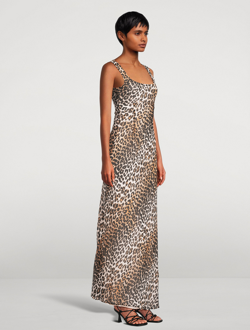 GANNI Chiffon Maxi Dress In Leopard Print Holt Renfrew