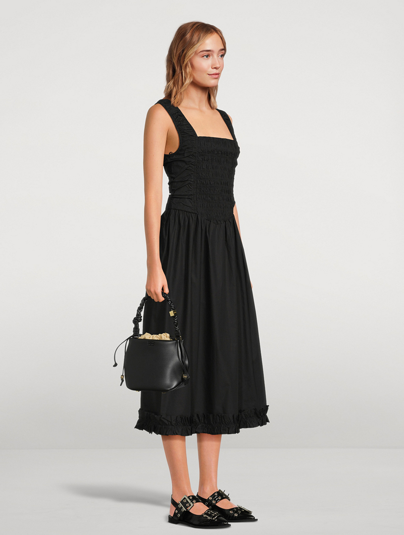 Organic Poplin Smocked Midi Dress