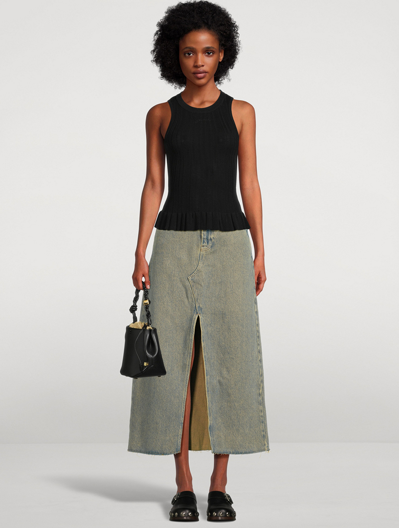 GANNI Denim Midi Skirt Holt Renfrew