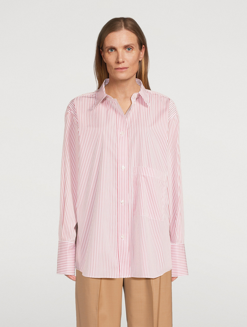 Oversized Poplin Shirt Stripe Print