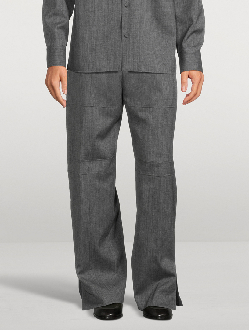 Fine Wool Ripstop Relaxed Trousers