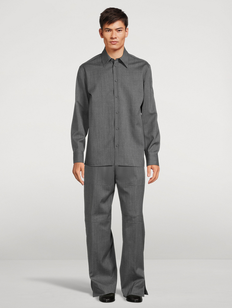Fine Wool Ripstop Relaxed Trousers