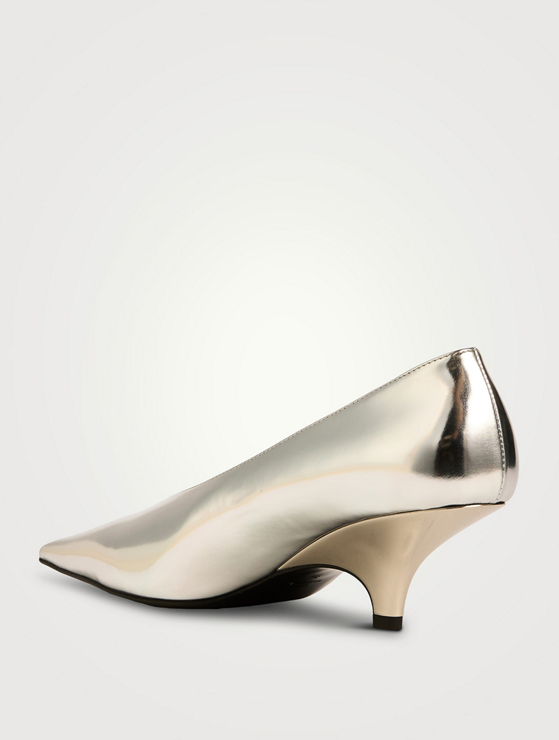 The Wedge-Heel Mirror Leather Pumps