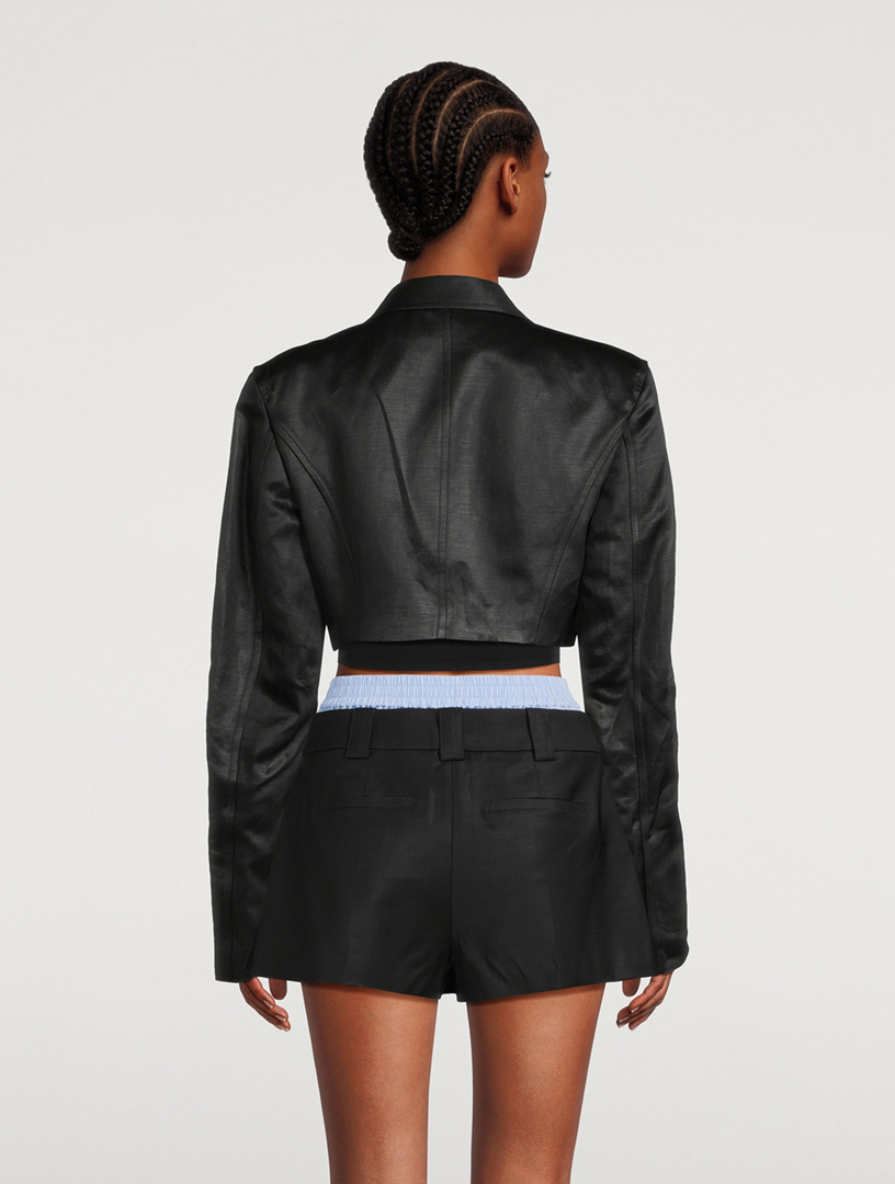 Cropped Linen Chintz Blazer