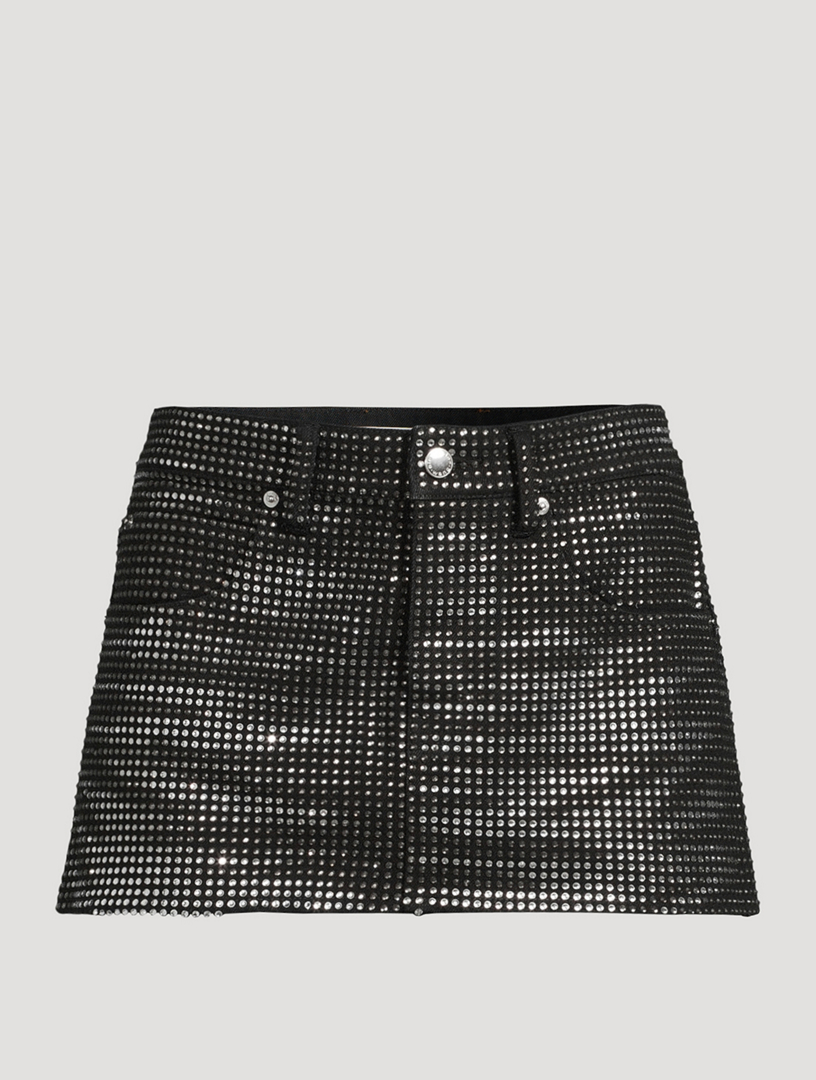 ALEXANDER WANG Crystal-Embellished Denim Mini Skirt | Holt