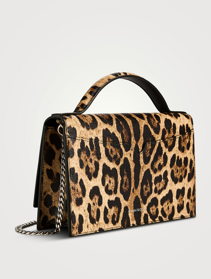 Medium Skull Top Handle Bag In Leopard Print
