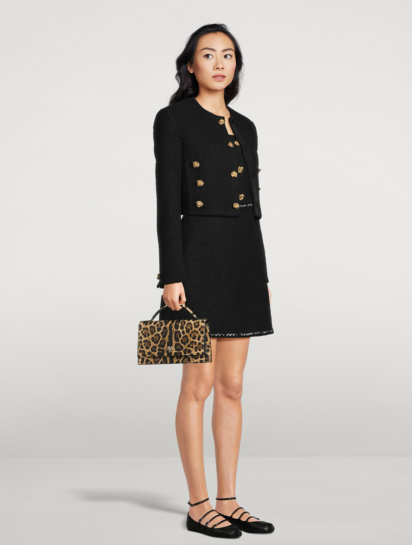 Medium Skull Top Handle Bag In Leopard Print