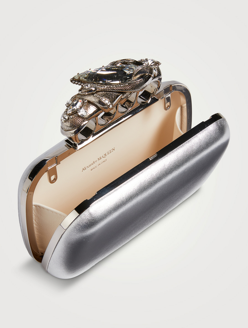 Knuckle Snake Metallic Leather Clutch
