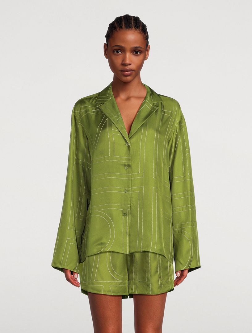Monogram Silk Pajama Shirt