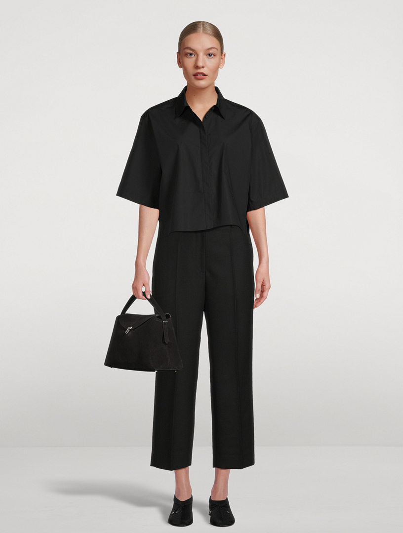 Straight-Leg Cropped Trousers