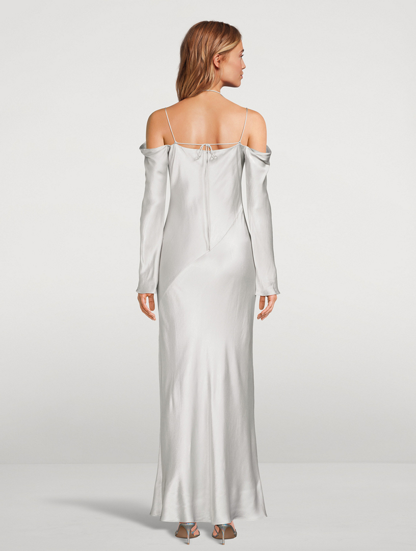 Sofia Off-The-Shoulder Satin Maxi Dress