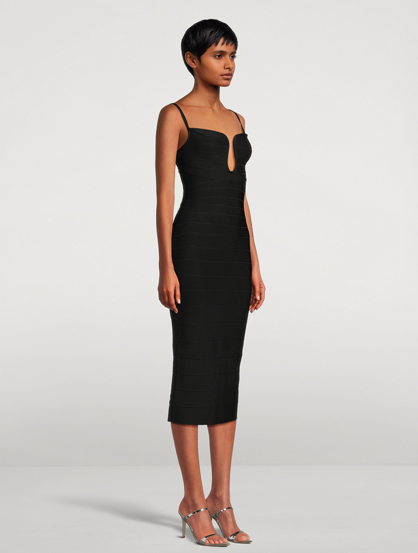 Herve leger long black dress best sale