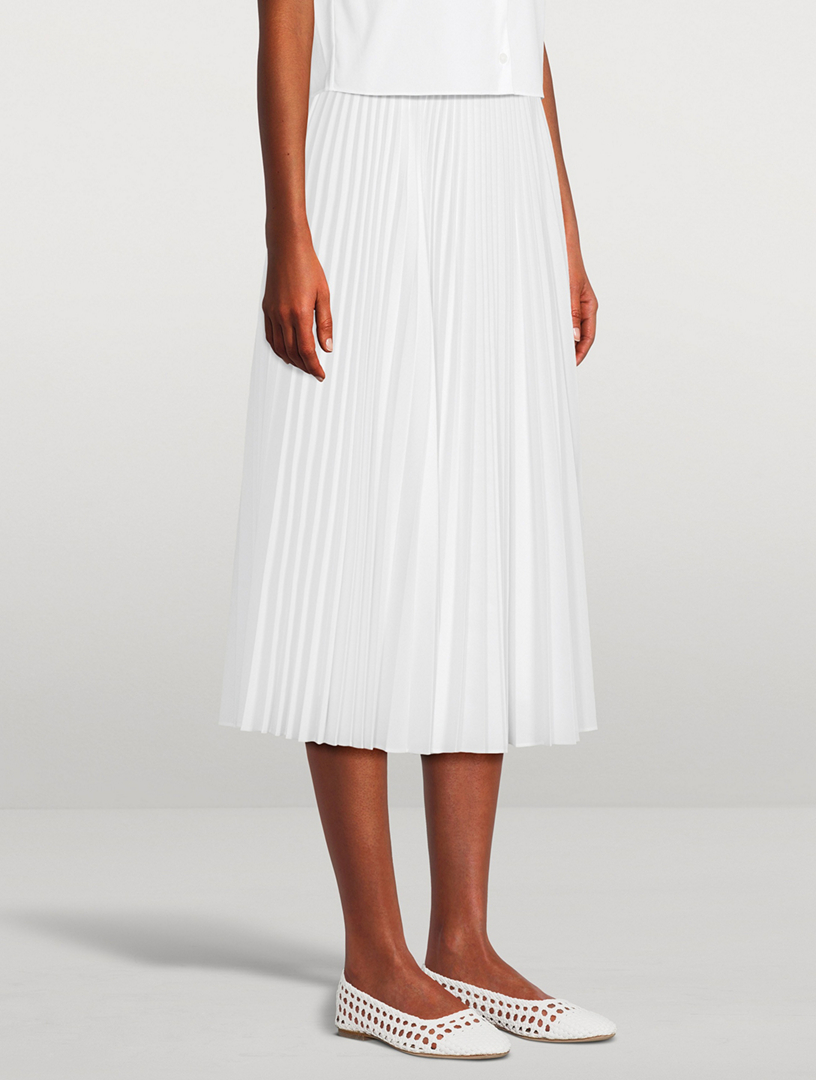 Pleated Poplin Midi Skirt