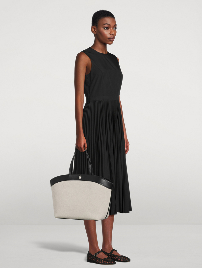 Pleated Poplin Midi Dress