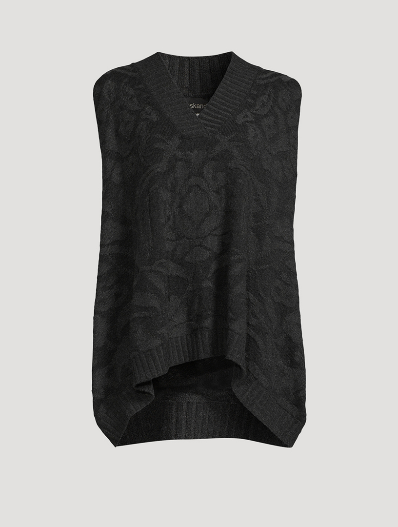 ESKANDAR Floral Jacquard Cashmere Sweater Vest