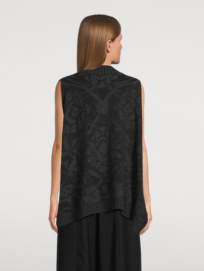 Floral Jacquard Cashmere Sweater Vest