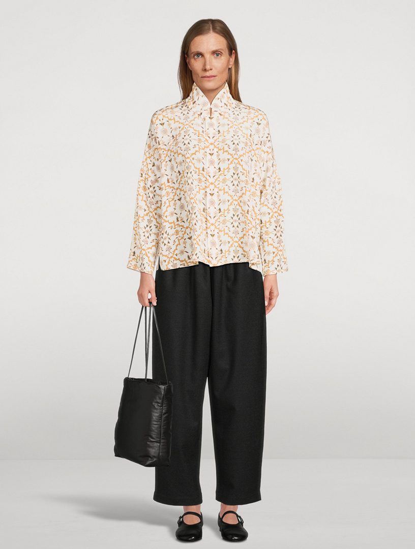 Silk Shirt Vine Print