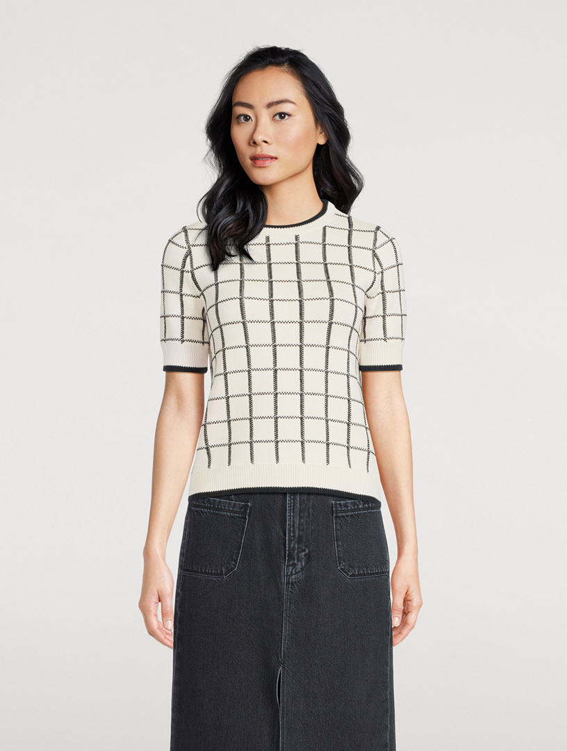 Krissa Jacquard Short-Sleeve Sweater
