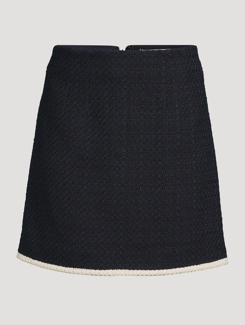 Mini-jupe DVF Diane Von Furstenberg Coletta - Cuir Et Tweed, Taille 8, Neuf Avec étiquettes