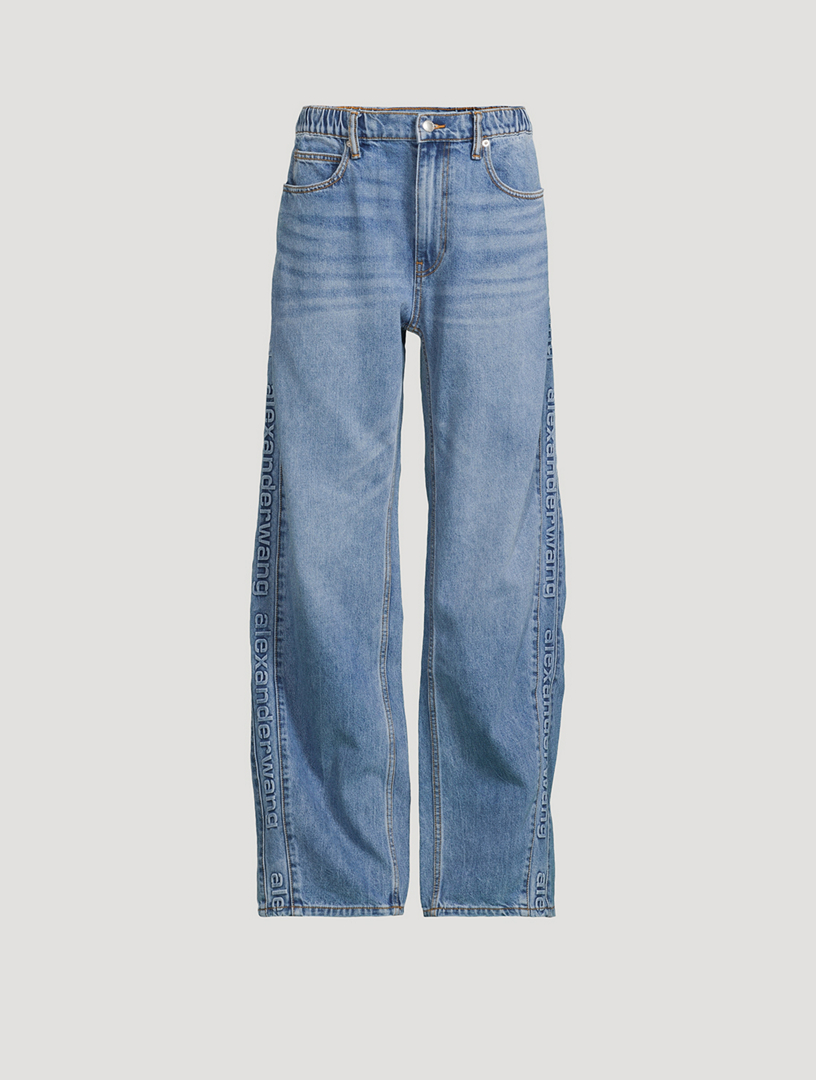 Wide-Leg Denim Joggers
