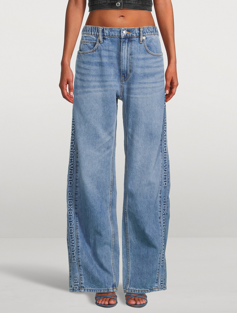 Wide-Leg Denim Joggers