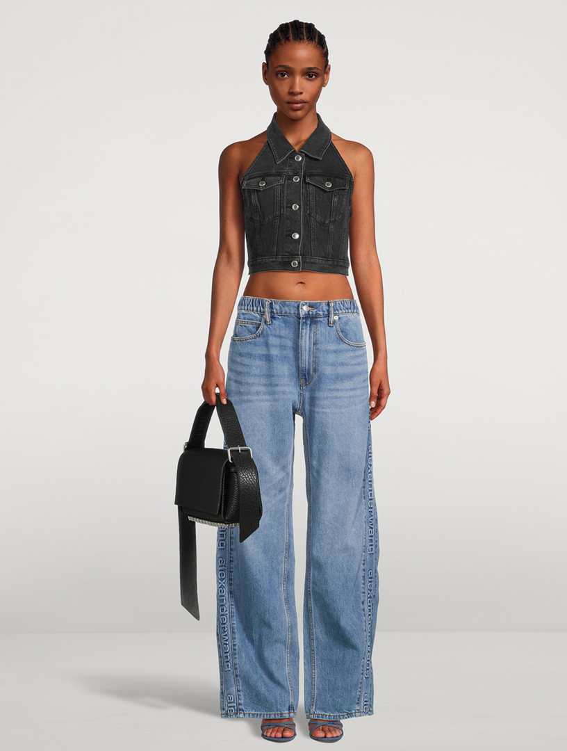 Wide-Leg Denim Joggers