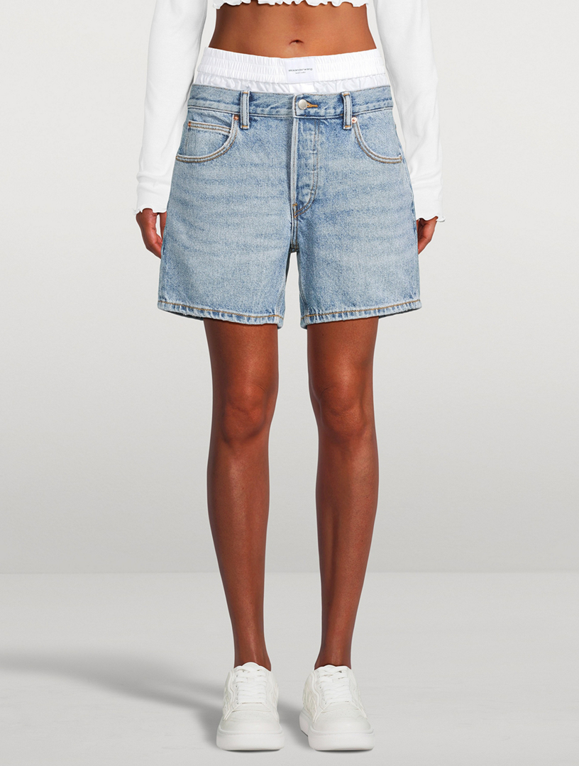 Layered Denim Shorts