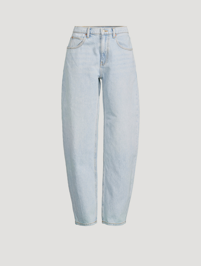 Zipped-Back Balloon-Leg Jeans