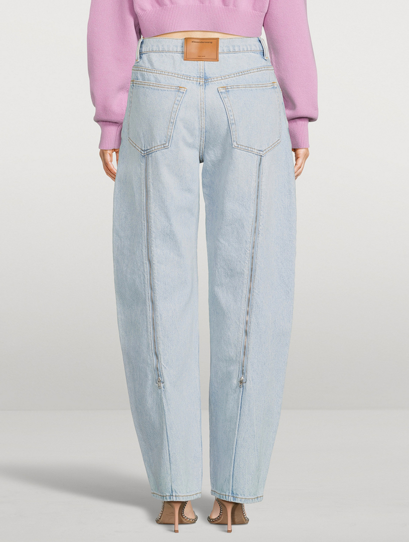 Zipped-Back Balloon-Leg Jeans