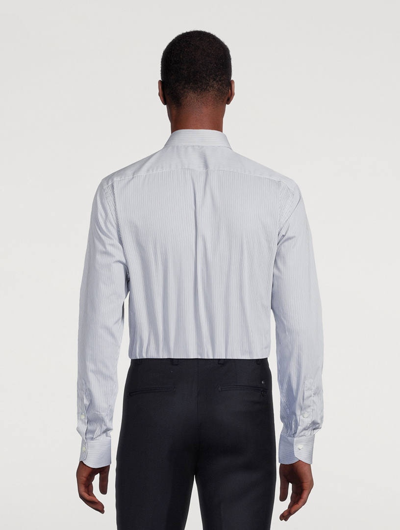 Cotton Dress Shirt Pinstriped Print