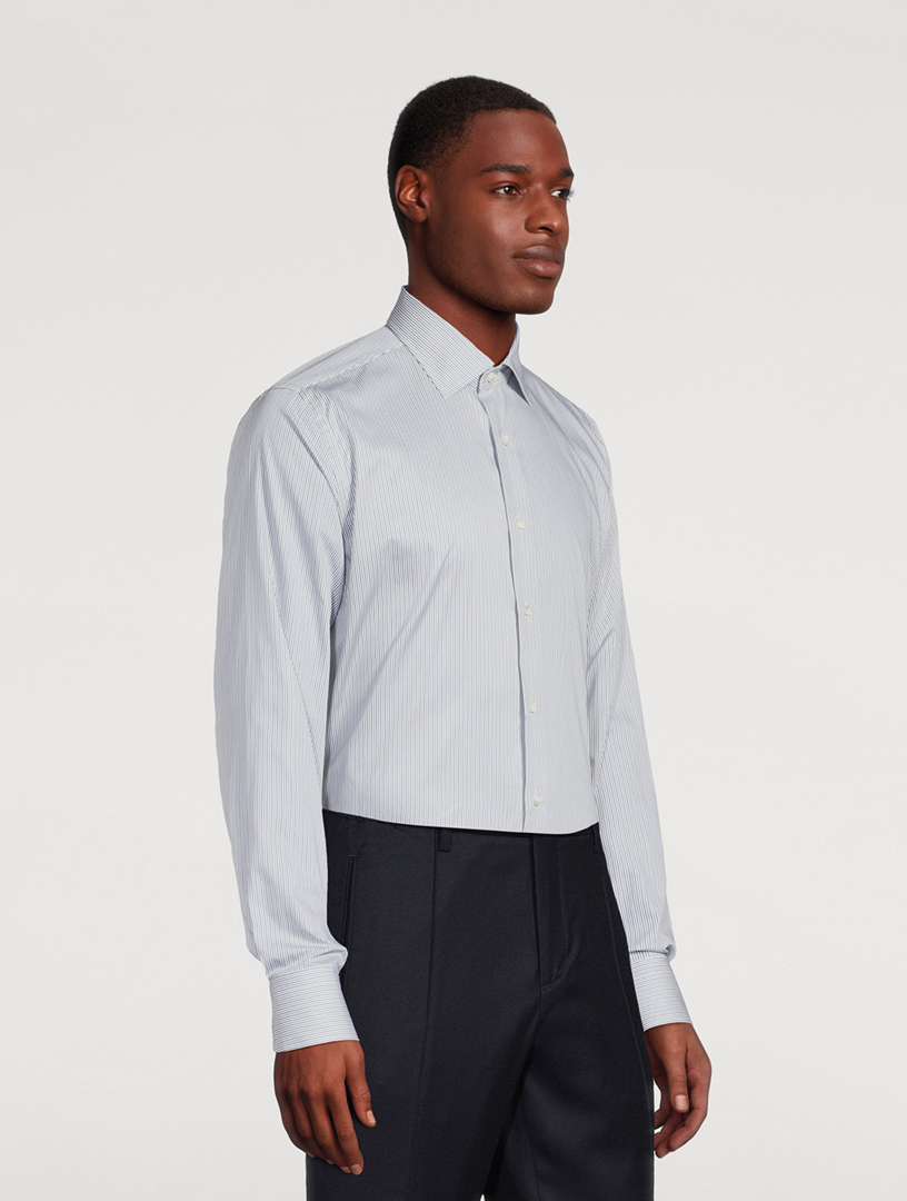 Cotton Dress Shirt Pinstriped Print