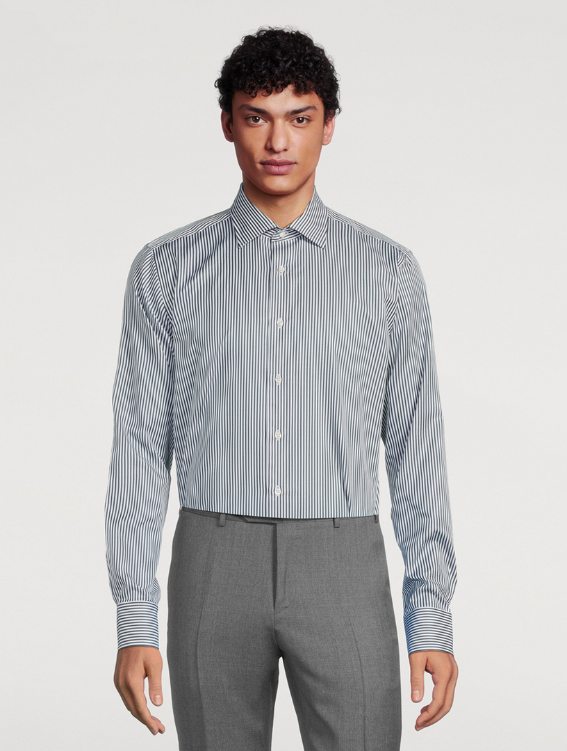 Cotton Dress Shirt Striped Print