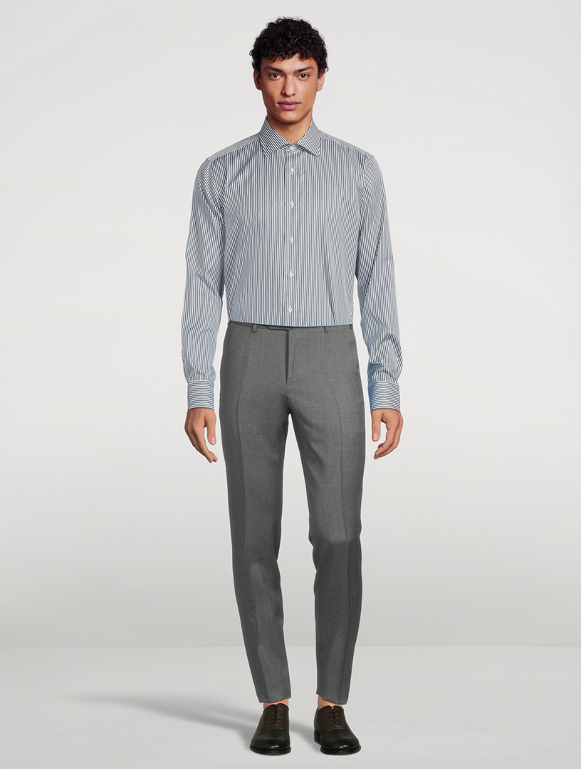 Cotton Dress Shirt Striped Print