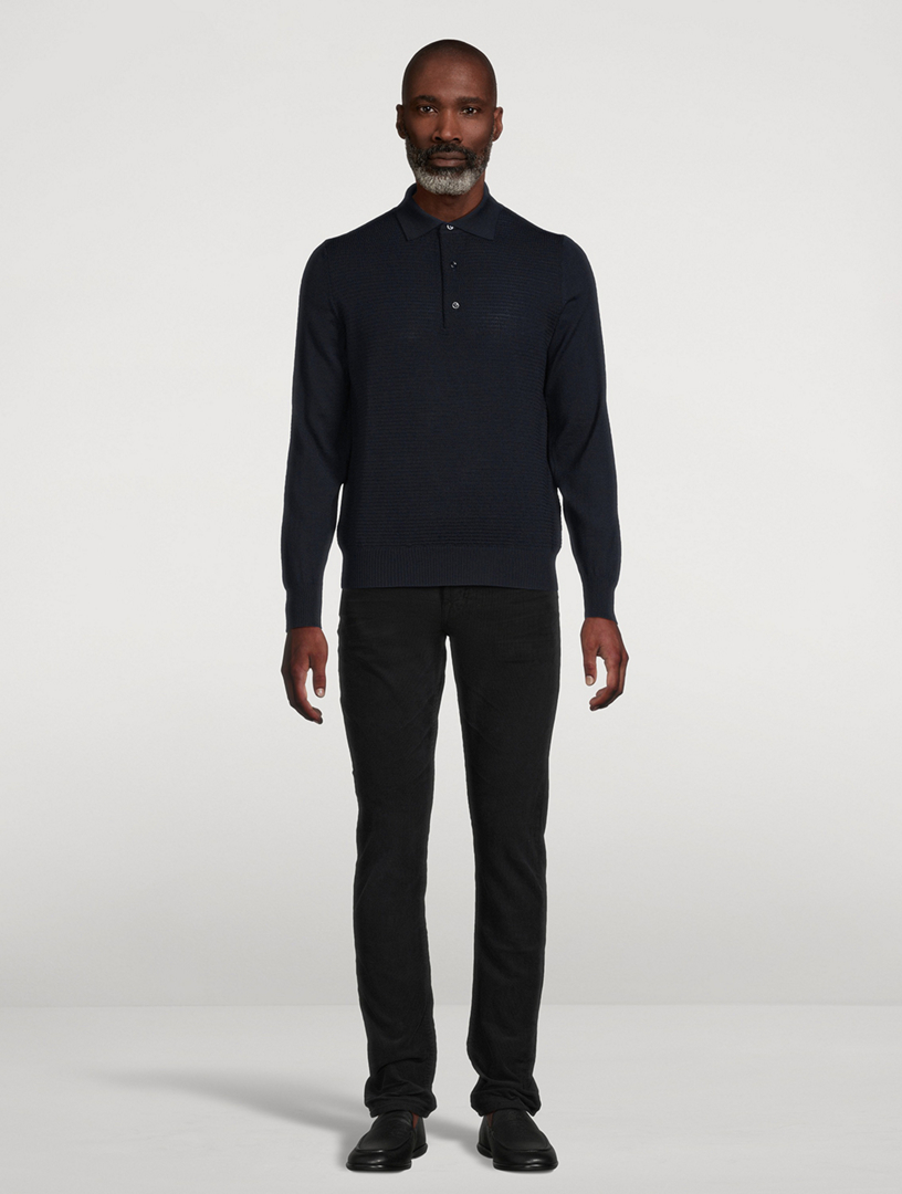 CANALI Wool Long Sleeve Polo Shirt Holt Renfrew