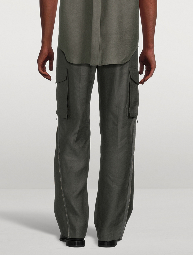 Linen-Blend Cargo Carpenter Pants