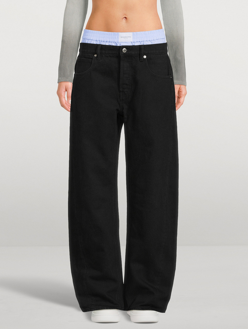 Layered Balloon-Leg Jeans And Boxer Shorts