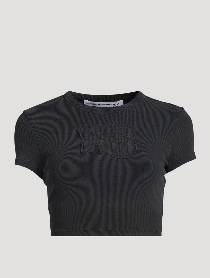 Distressed Logo Cropped T-Shirt