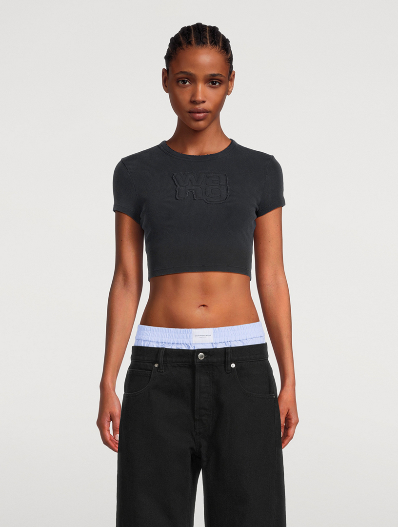 Distressed Logo Cropped T-Shirt