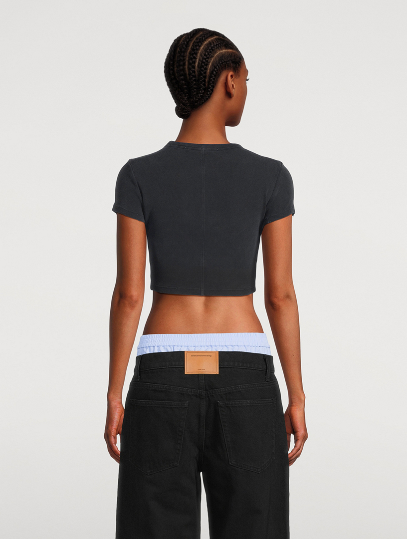 Distressed Logo Cropped T-Shirt