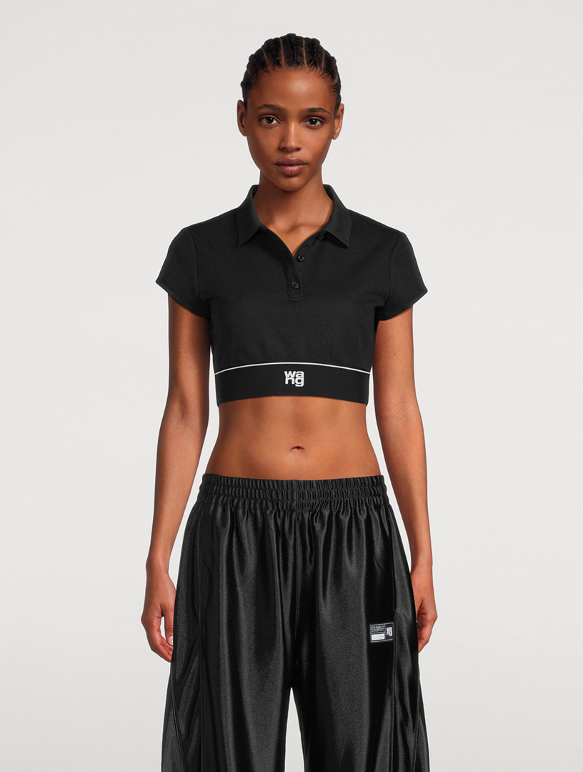 Cropped Pique Polo Shirt