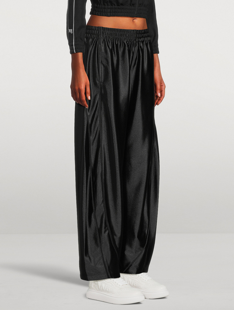 Satin Jersey Wide-Leg Track Pants