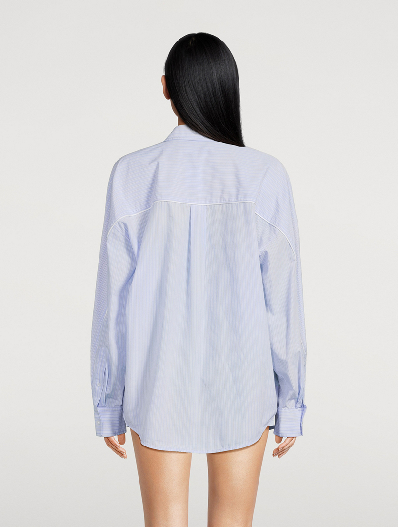 Oversized Cotton Shirt Stripe Print