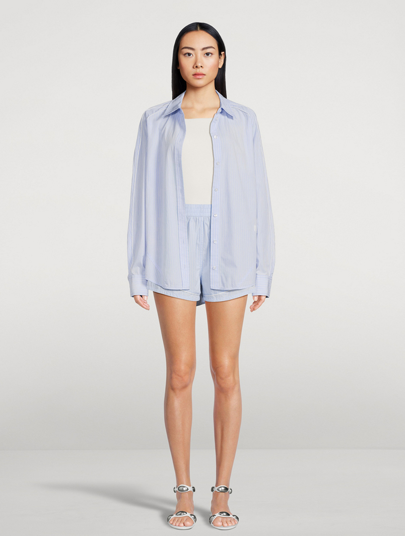 Oversized Cotton Shirt Stripe Print