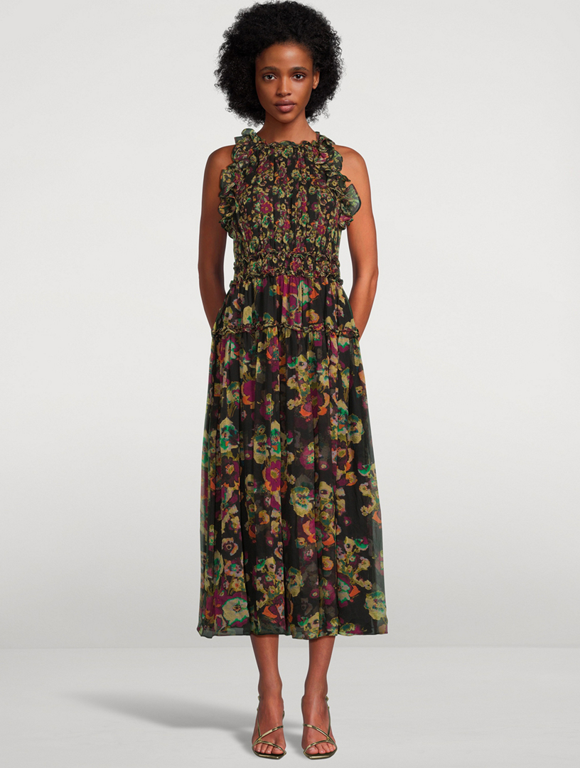 Crescent printed chiffon midi dress outlet