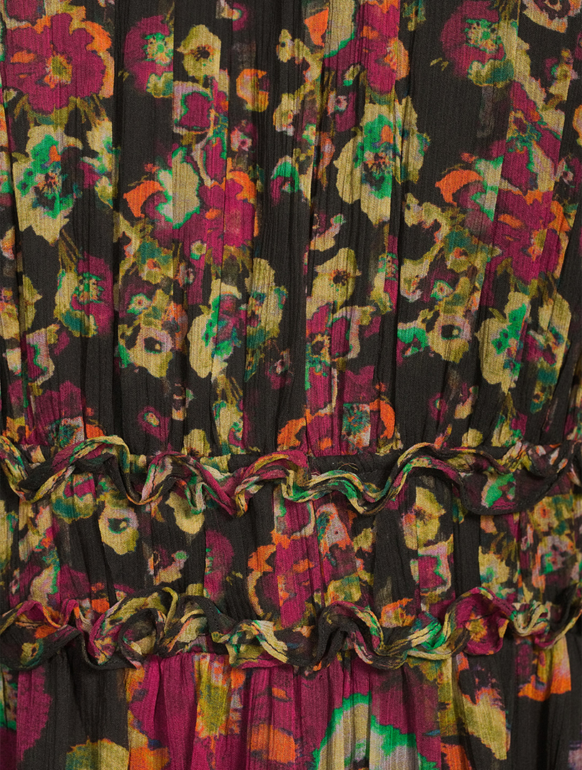 Elea Silk Chiffon Midi Dress Floral Print