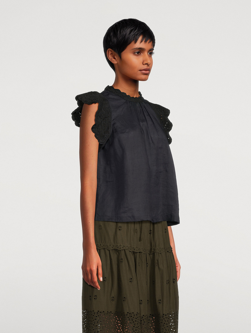 Kai Crochet-Sleeve Top