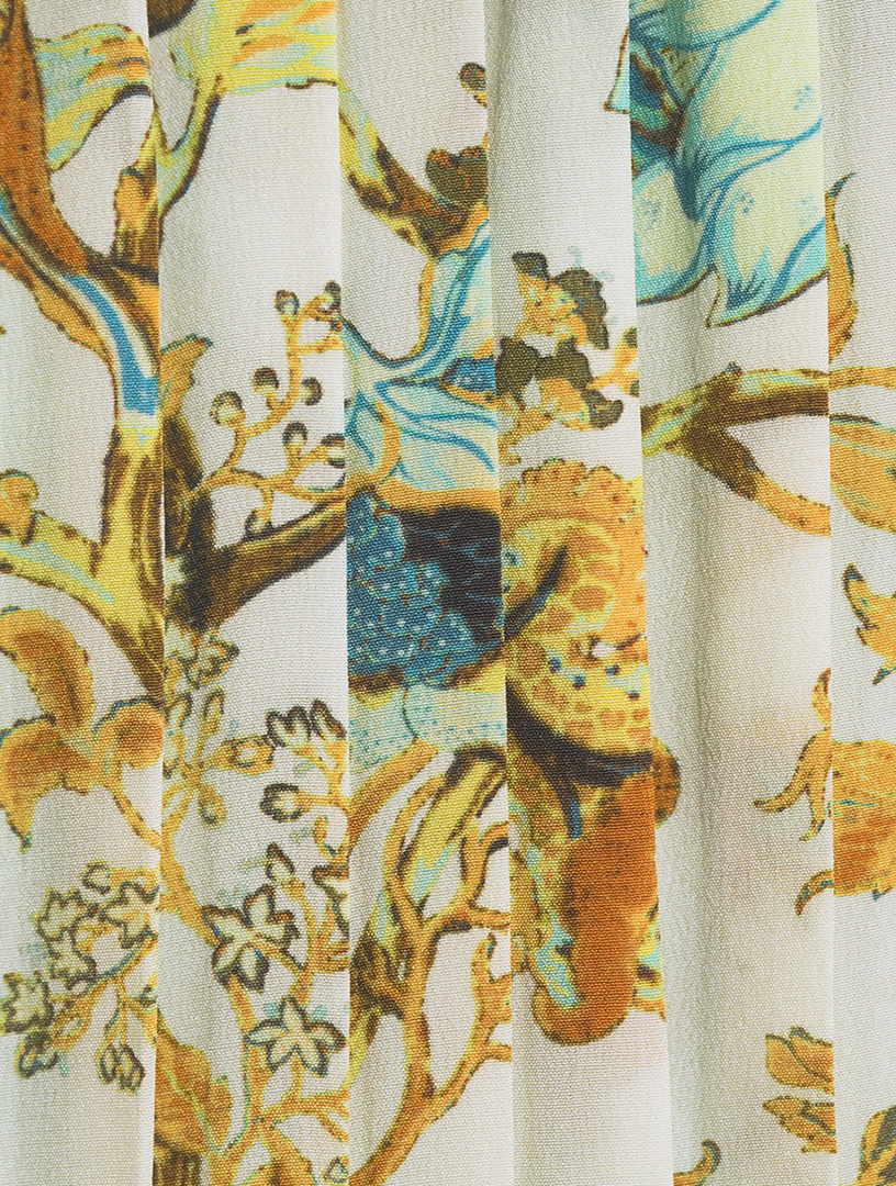 Marion Plissé Silk Blouse Floral Print