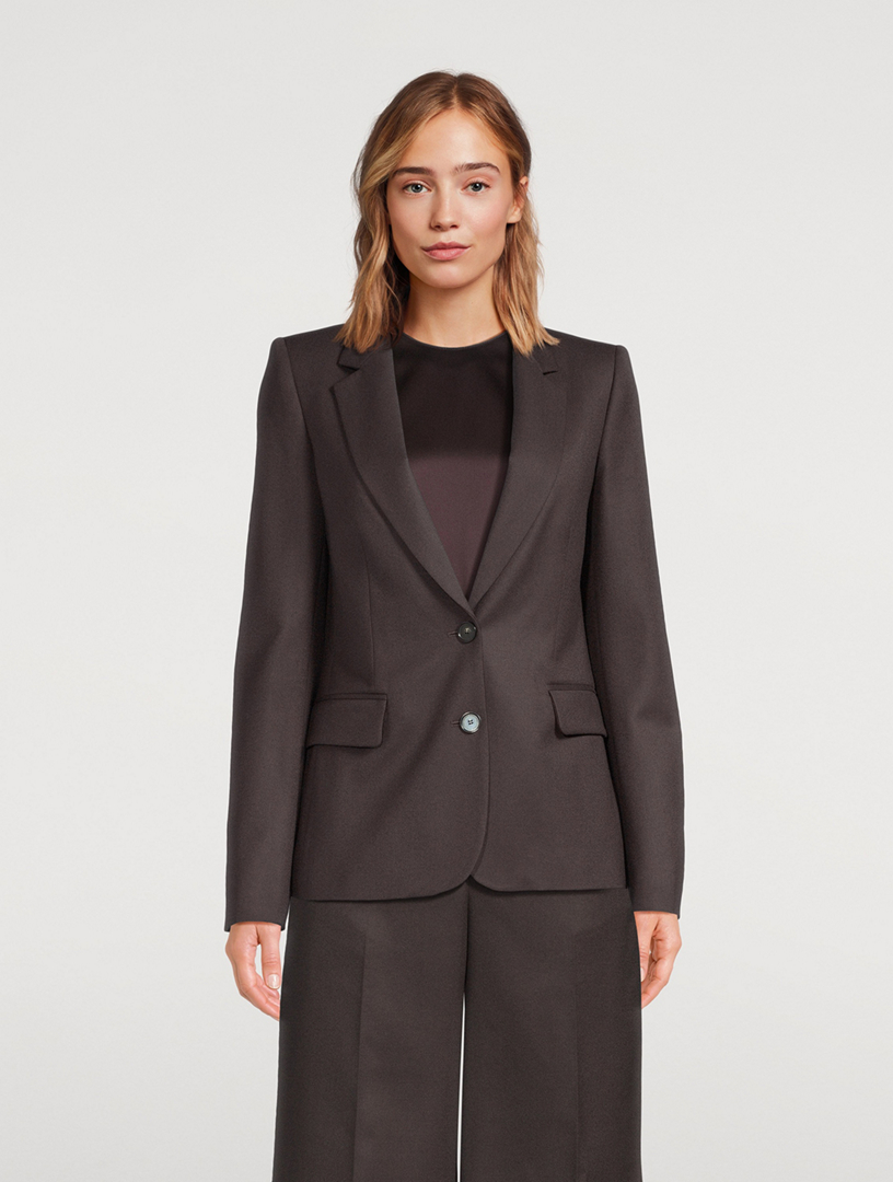 Single-Breasted Wool Flannel Blazer