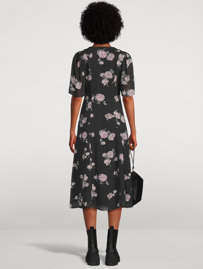 Ganni floral crepe dress hotsell